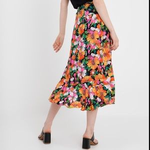 Topshop Floral Midi Wrap Skirt